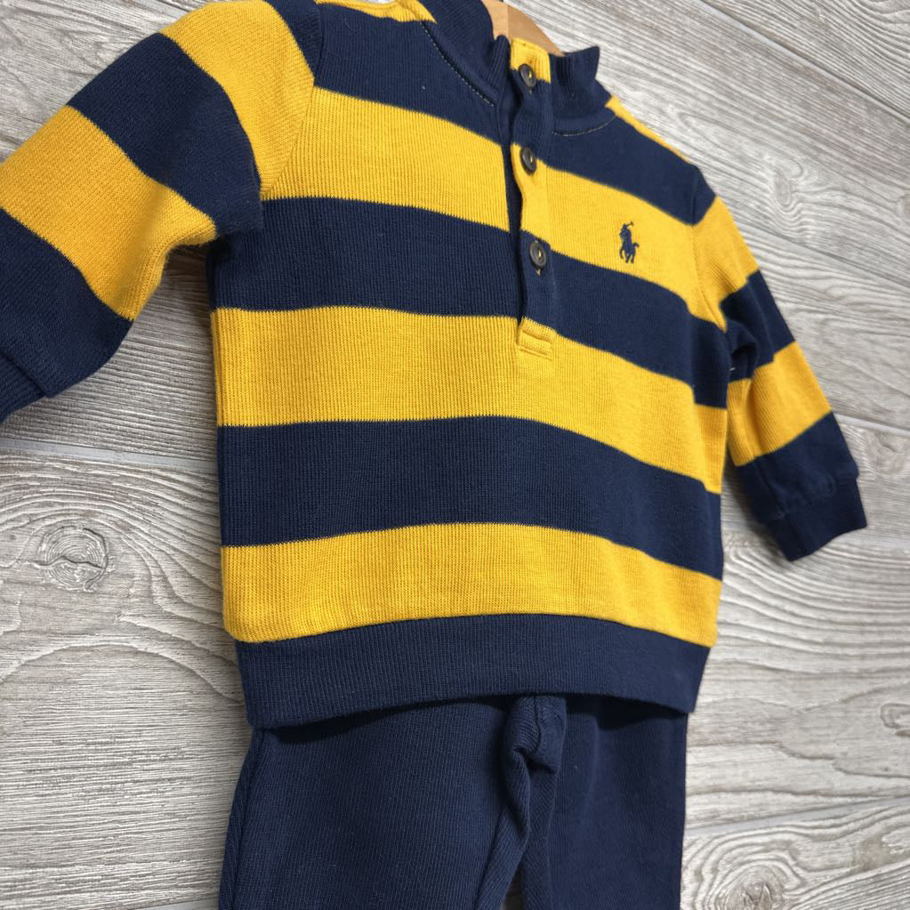 NEW LS Henley Shirt Stripes & Ribbed Joggers 6M *
