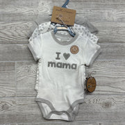 NEW 3 Pc Ribbed Bodysuits I Heart Mama Dots 6-9M