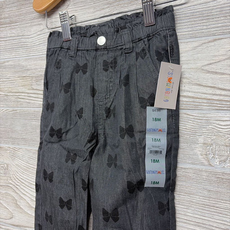 NEW Pull On Knit Denim Pants Bows 18M