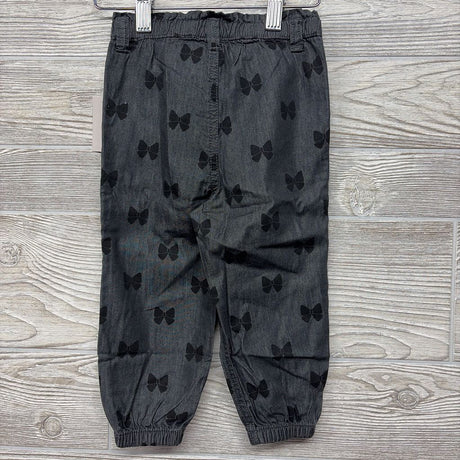 NEW Pull On Knit Denim Pants Bows 18M