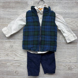 Plaid Vest, Button Up Shirt & Drawstring Pants 9M