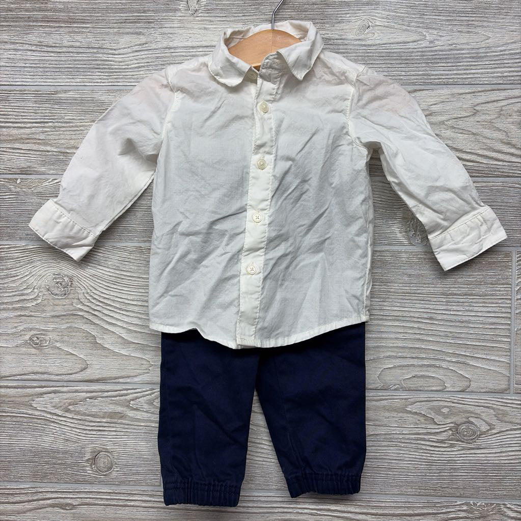 Plaid Vest, Button Up Shirt & Drawstring Pants 9M