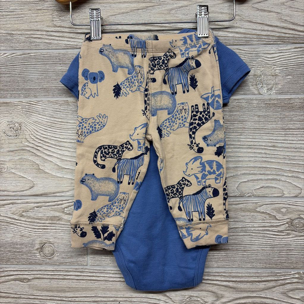 Bodysuit Cutest Little Cuddler & Pants Animals 6M