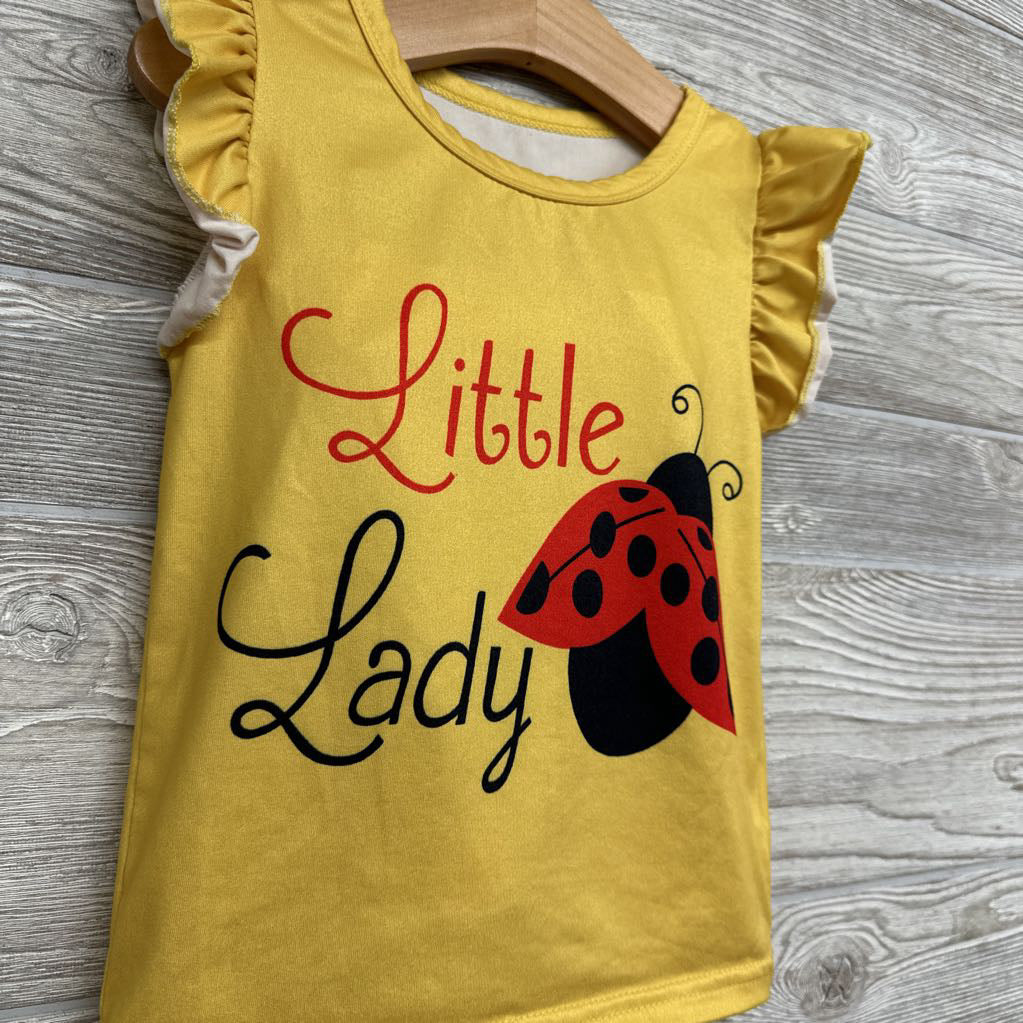 Flutter Sleeve Shirt Little Lady & Paperbag Shorts Ladybugs 2-3