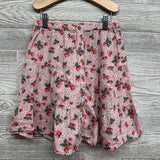 Button Up Gauze Skirt Flowers Strawberries 8-9