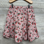 Button Up Gauze Skirt Flowers Strawberries 8-9