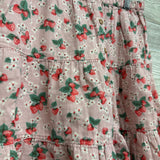 Button Up Gauze Skirt Flowers Strawberries 8-9
