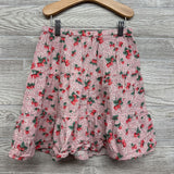 Button Up Gauze Skirt Flowers Strawberries 8-9
