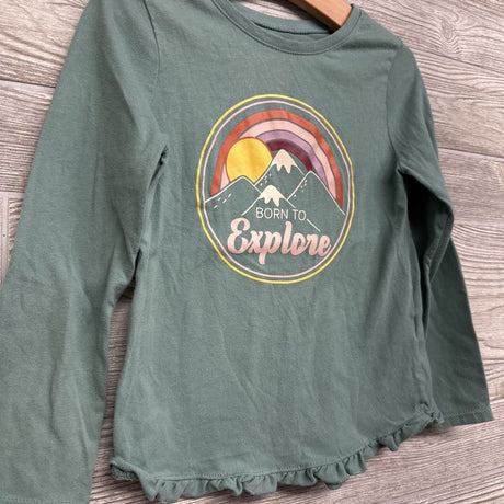 LS Shirt Born To Explore Ruffle Trim 5T