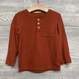 LS Waffle Knit Henley Shirt Chest Pocket 4T