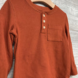 LS Waffle Knit Henley Shirt Chest Pocket 4T