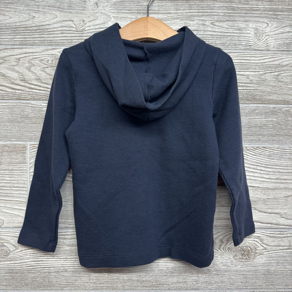 LS Waffle Knit Henley Shirt W/ Hood 4T