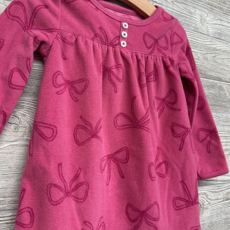 LS Fleece PJ Gown Bows 2T