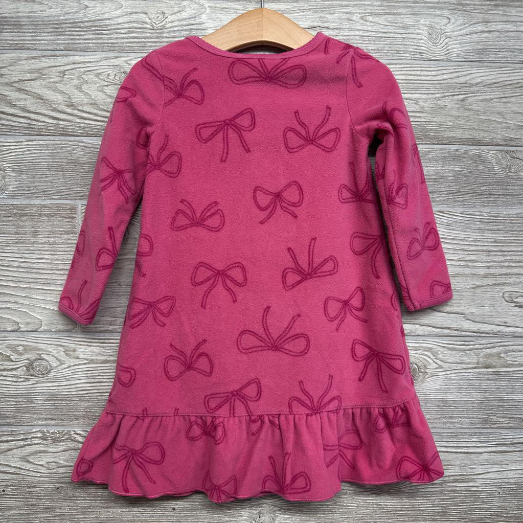 LS Fleece PJ Gown Bows 2T