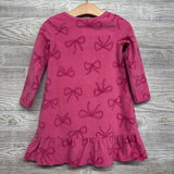 LS Fleece PJ Gown Bows 2T