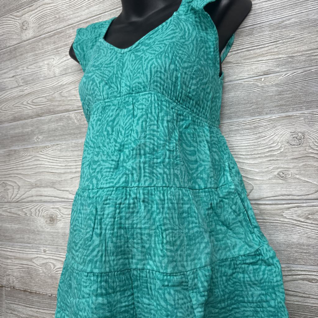 NEW Flutter Sleeve Mini Dress Aqua Print XS