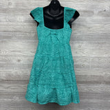 NEW Flutter Sleeve Mini Dress Aqua Print XS