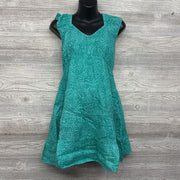 NEW Flutter Sleeve Mini Dress Aqua Print Small