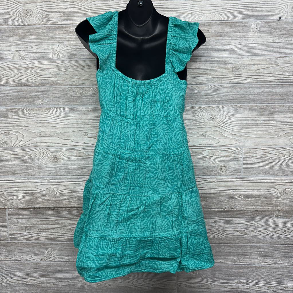 NEW Flutter Sleeve Mini Dress Aqua Print Small
