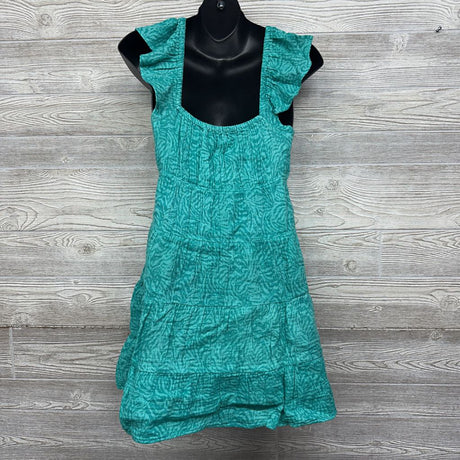 NEW Flutter Sleeve Mini Dress Aqua Print Small