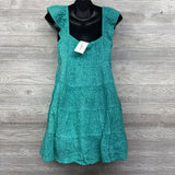 NEW Flutter Sleeve Mini Dress Aqua Print Medium