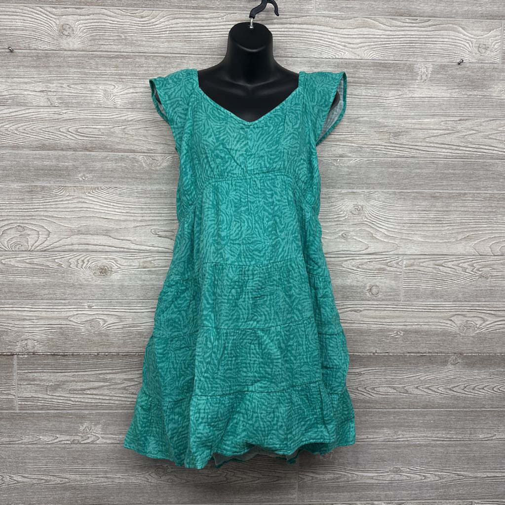 NEW Flutter Sleeve Mini Dress Aqua Print XL