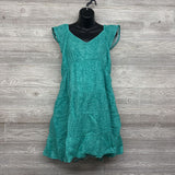 NEW Flutter Sleeve Mini Dress Aqua Print XL
