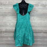NEW Flutter Sleeve Mini Dress Aqua Print XL