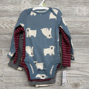 NEW 4 Pk LS Onesies Polar Bear, Stripes, Rabbit 3M