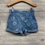 Denim Shorts Cuffed Flowers 4T