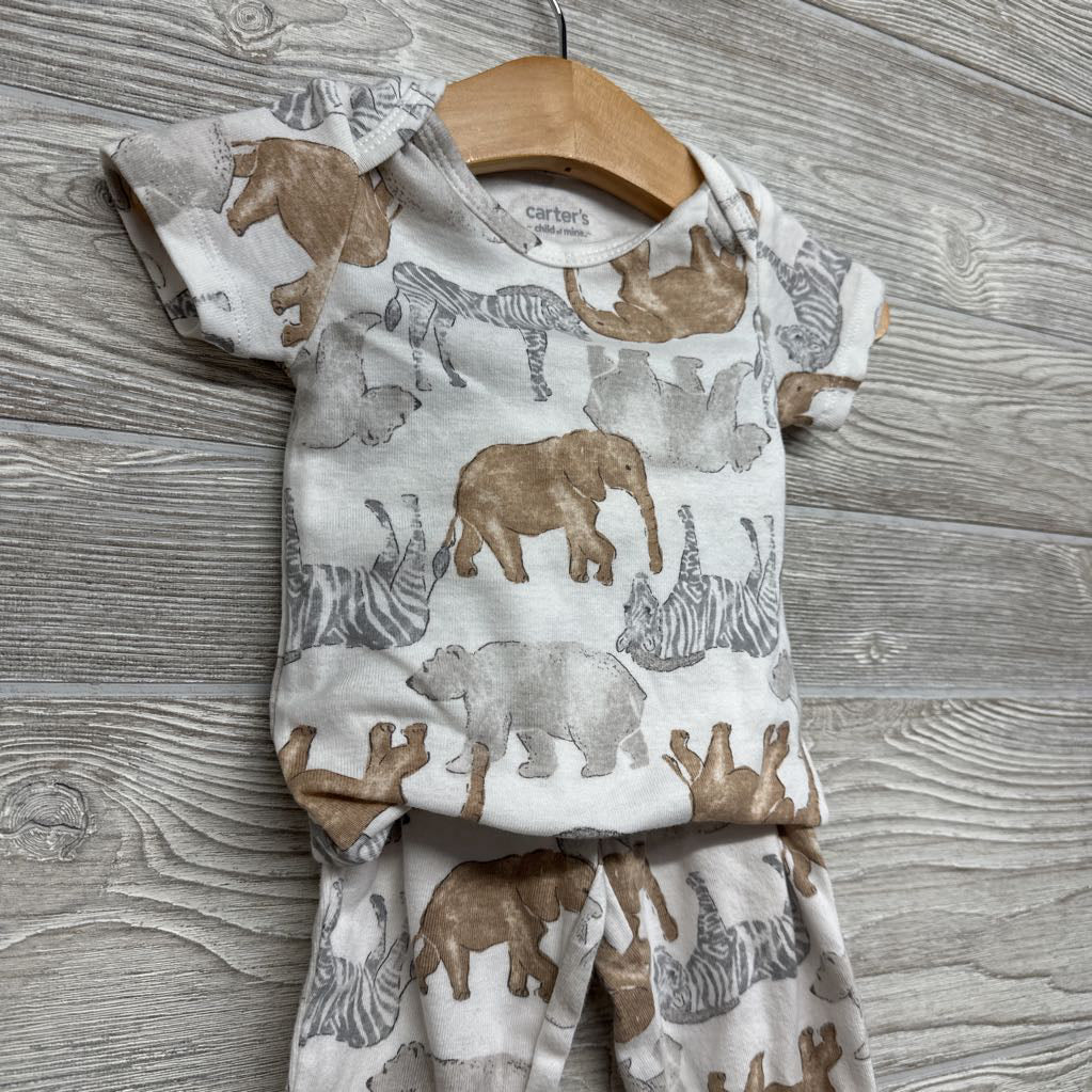 Bodysuit & Pants Elephants Zebras 6-9M