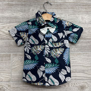 Button Up Shirt & Pull On Shorts W/ Bow Tie Leaves 9-12M