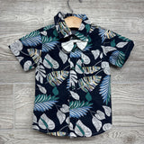 Button Up Shirt & Pull On Shorts W/ Bow Tie Leaves 9-12M