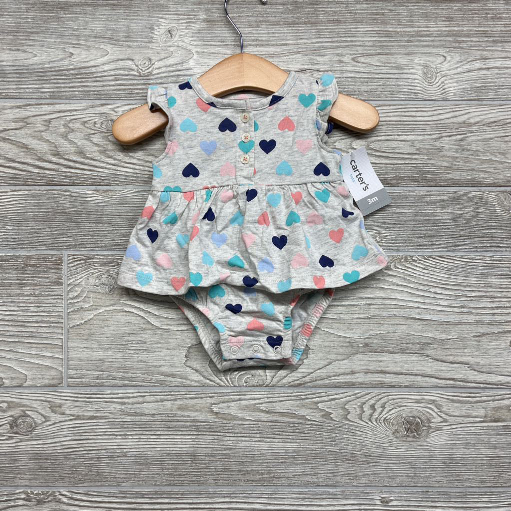 NEW Flutter Sleeve Skirted Bodysuit Hearts 3M
