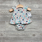 NEW Flutter Sleeve Skirted Bodysuit Hearts 3M