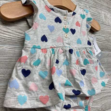 NEW Flutter Sleeve Skirted Bodysuit Hearts 3M