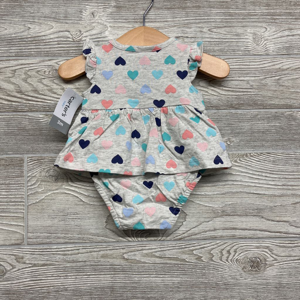 NEW Flutter Sleeve Skirted Bodysuit Hearts 3M