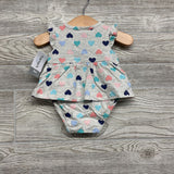 NEW Flutter Sleeve Skirted Bodysuit Hearts 3M