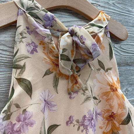 NEW Flowey Sheer Halter Dress Flowers 7