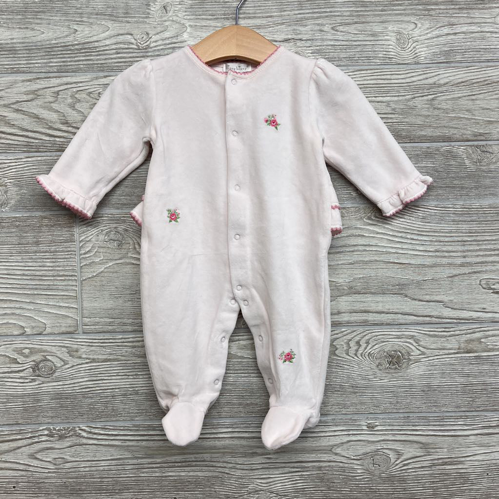 NEW Velvet Sleeper Embroidered Flowers 3-6M