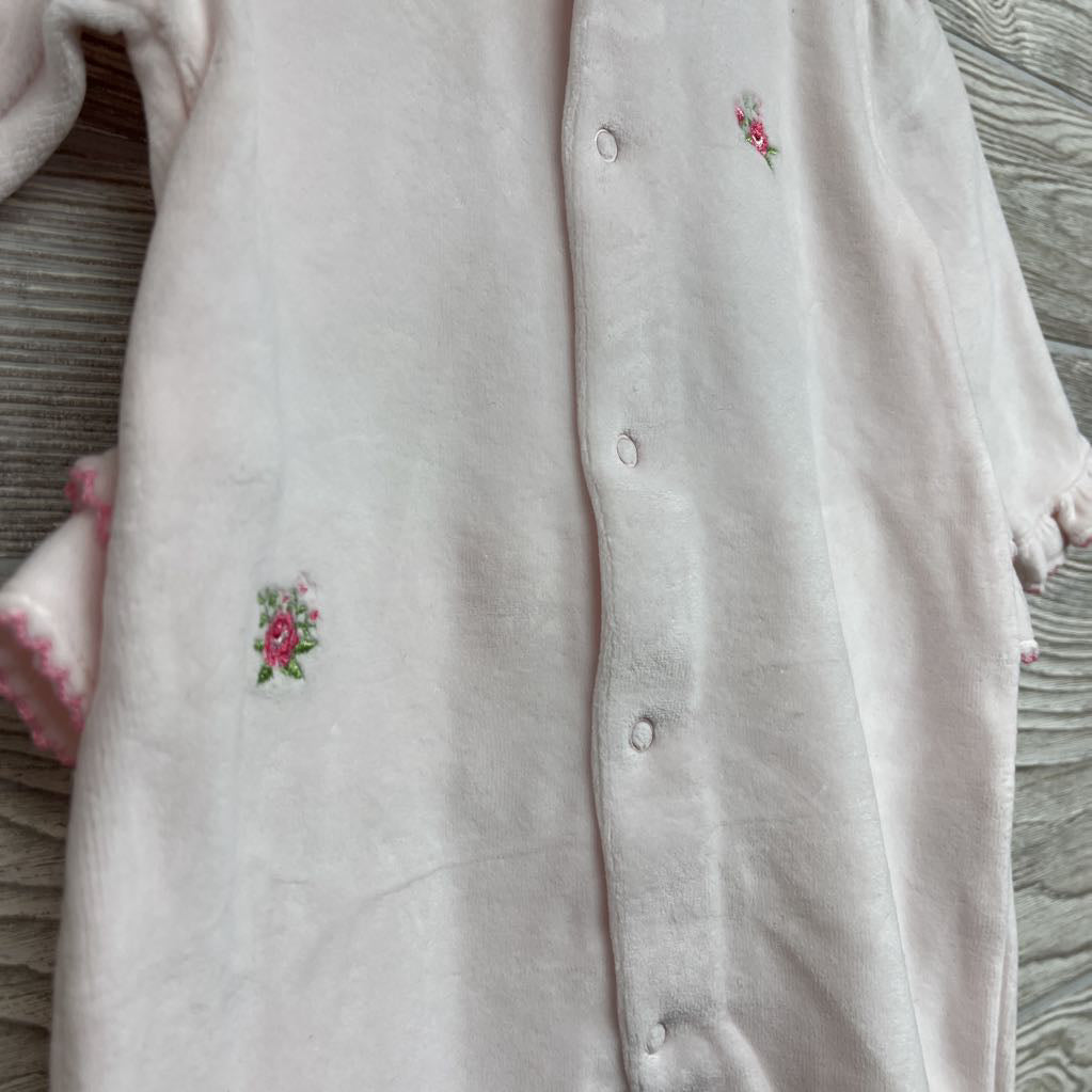 NEW Velvet Sleeper Embroidered Flowers 3-6M