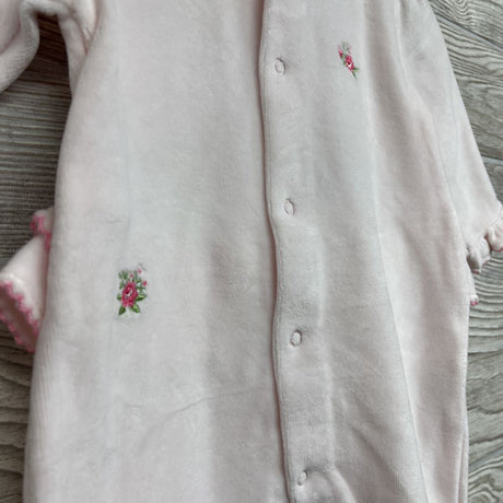 NEW Velvet Sleeper Embroidered Flowers 3-6M