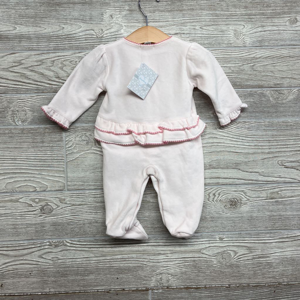 NEW Velvet Sleeper Embroidered Flowers 3-6M