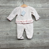 NEW Velvet Sleeper Embroidered Flowers 3-6M