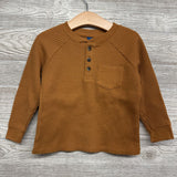 NEW LS Waffle Knit Henley Shirt Chest Pocket 2T