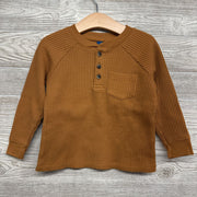 NEW LS Waffle Knit Henley Shirt Chest Pocket 2T