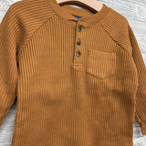 NEW LS Waffle Knit Henley Shirt Chest Pocket 2T