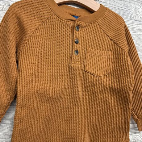 NEW LS Waffle Knit Henley Shirt Chest Pocket 2T