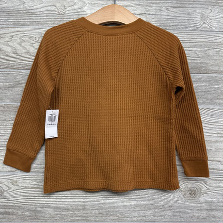 NEW LS Waffle Knit Henley Shirt Chest Pocket 2T