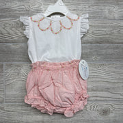 NEW Handmade Flutter Sleeve Shirt & Textured Bloomers 9M *